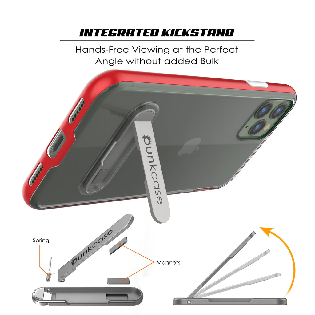 iPhone 11 Pro Max Case, PUNKcase [LUCID 3.0 Series] [Slim Fit] Armor Cover w/ Integrated Screen Protector [Red] (Color in image: Grey)