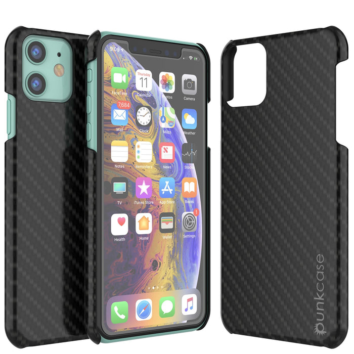 iPhone 11 Case, Punkcase CarbonShield, Heavy Duty & Ultra Thin 2 Piece Dual Layer [shockproof] (Color in image: Black)