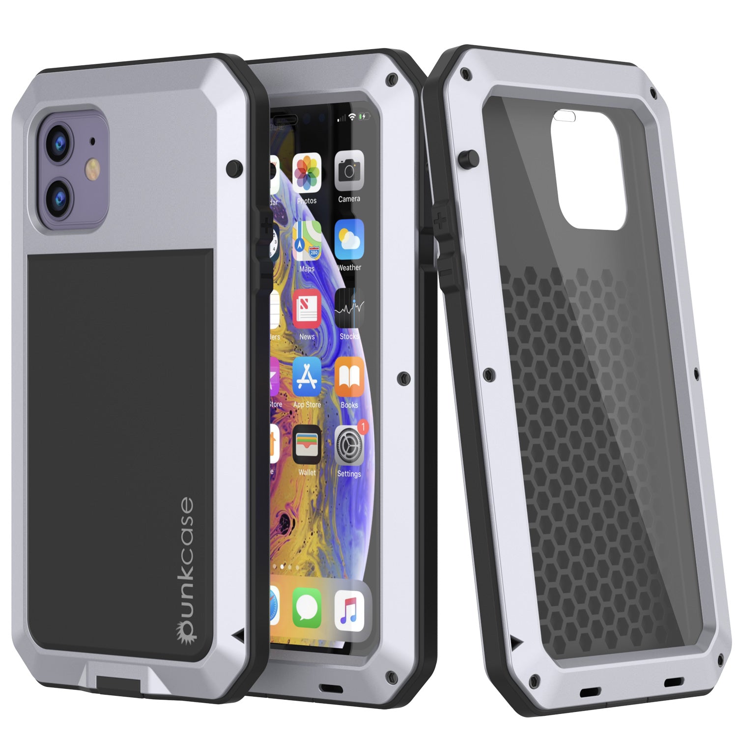 iPhone 11 Metal Case, Heavy Duty Military Grade Armor Cover [shock proof] Full Body Hard [White]