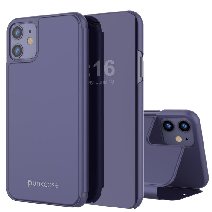 Punkcase iPhone 11 / XI Reflector Case Protective Flip Cover [Purple] (Color in image: Purple)