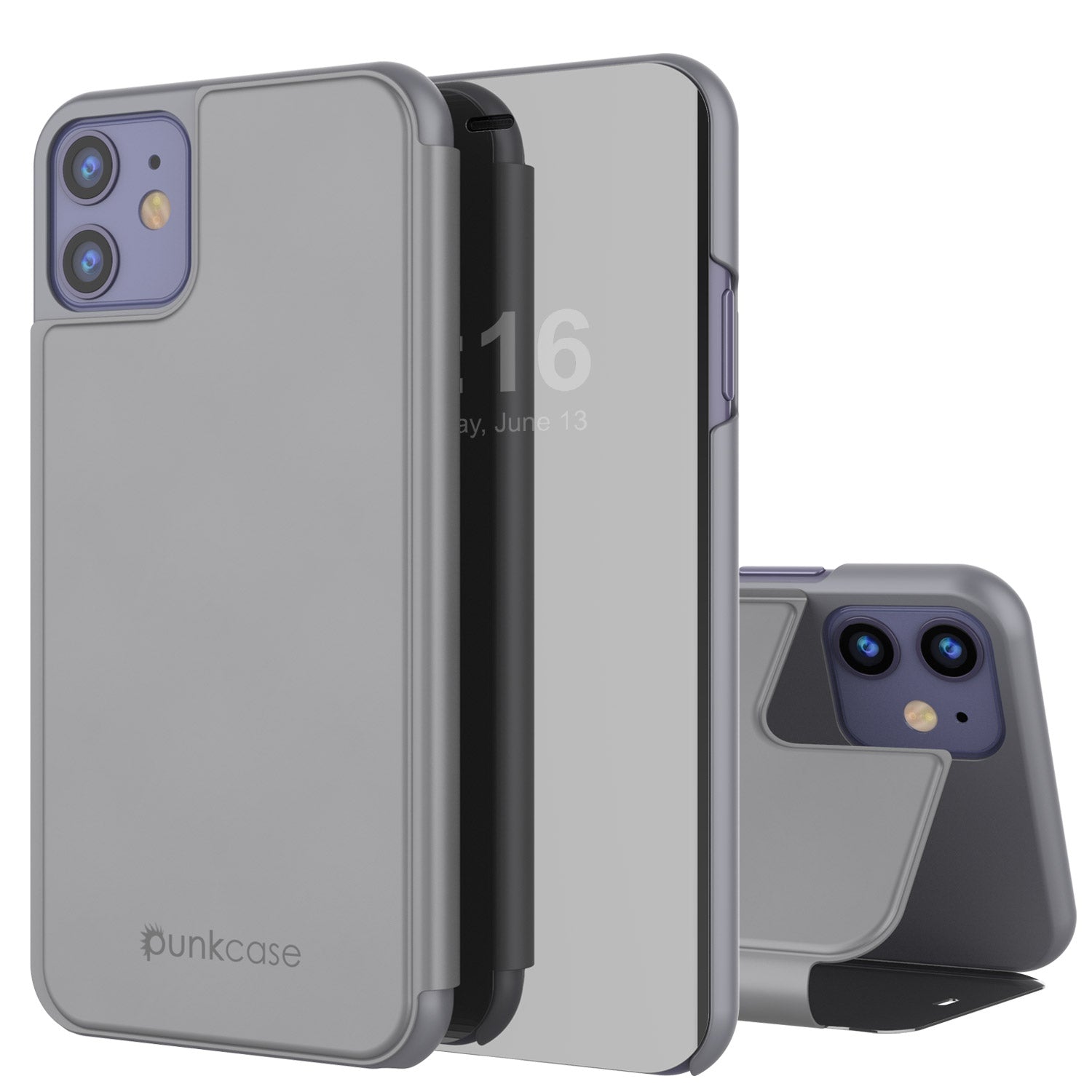 Punkcase iPhone 11 / XI Reflector Case Protective Flip Cover [Silver] (Color in image: Silver)