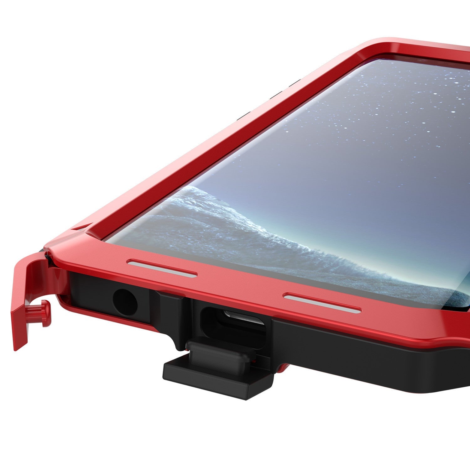 Galaxy S8+ Plus  Case, PUNKcase Metallic Red Shockproof  Slim Metal Armor Case 