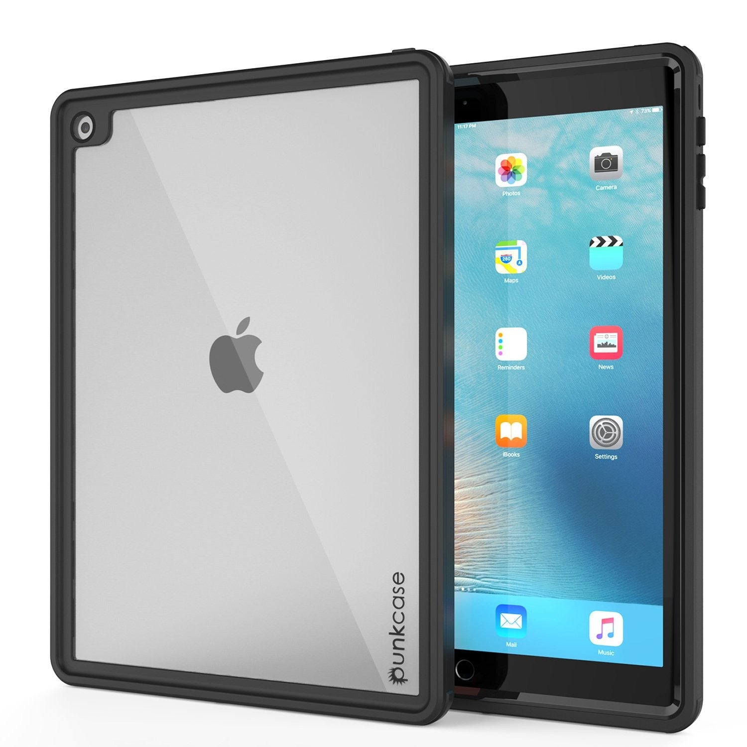 Punkcase iPad Pro 9.7 Case [CRYSTAL Series], Waterproof, Ultra-Thin Cover [Shockproof] [Dustproof] with Built-in Screen Protector [Black]