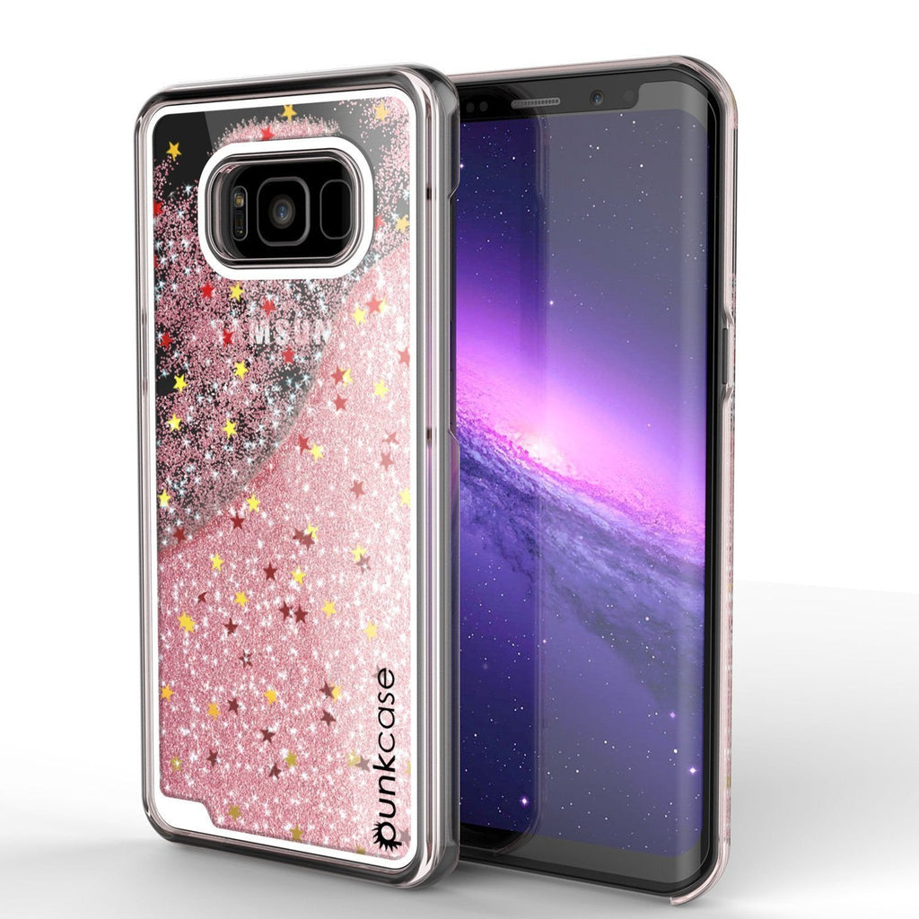 Galaxy S8 Plus Case, Punkcase [Liquid Series] Protective Dual Layer Floating Glitter Cover + PunkShield Screen Protector for Samsung S8 [Rose Gold] (Color in image: Rose)