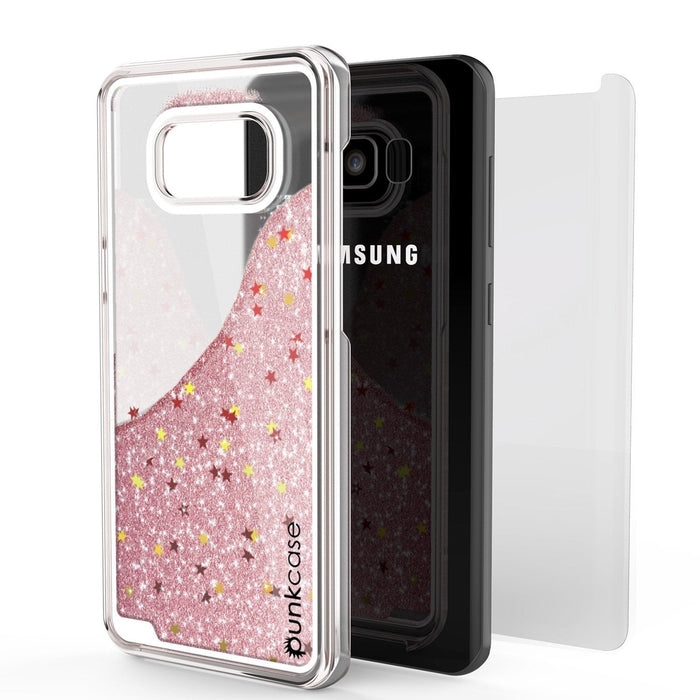 Galaxy S8 Plus Case, Punkcase [Liquid Series] Protective Dual Layer Floating Glitter Cover + PunkShield Screen Protector for Samsung S8 [Rose Gold] (Color in image: Light green)