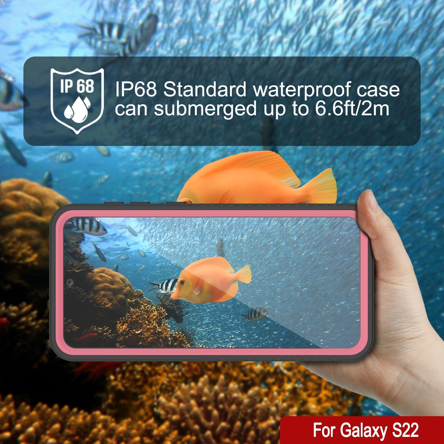 Galaxy S22 Water/ Shock/ Snowproof [Extreme Series] Slim Screen Protector Case [Pink]