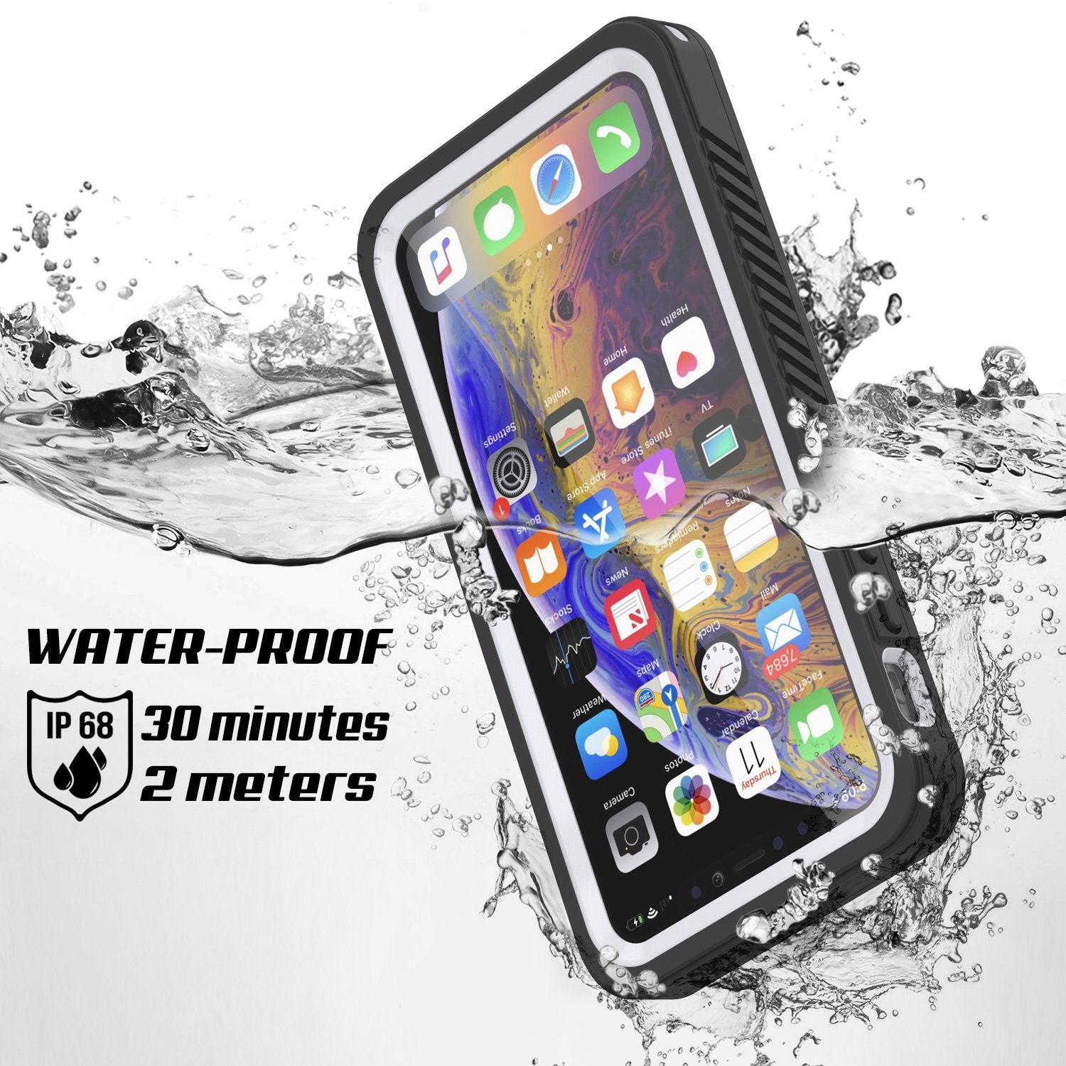 iPhone 11 Pro Max Waterproof Case, Punkcase [Extreme Series] Armor Cover W/ Built In Screen Protector [White]