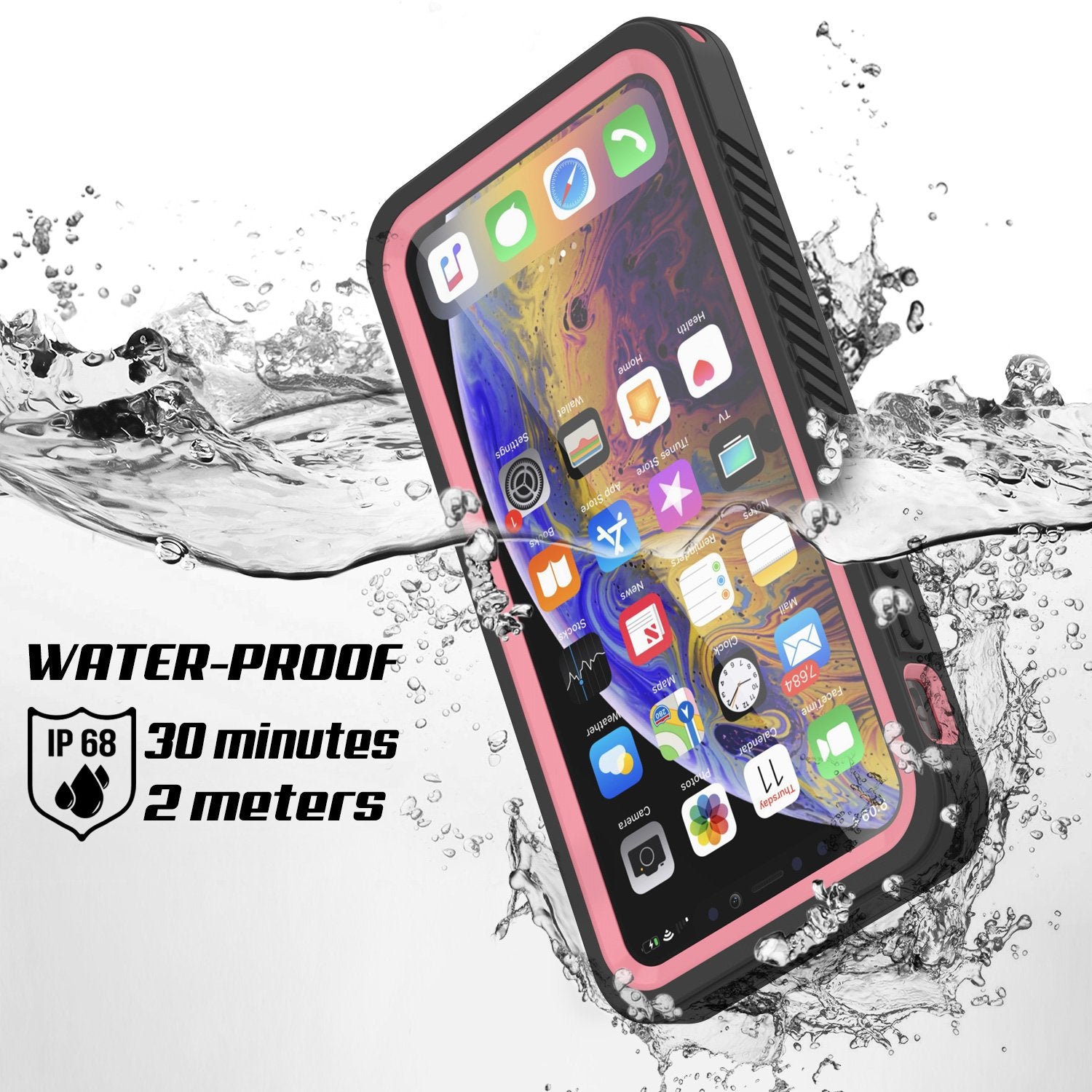 iPhone 11 Pro Max Waterproof Case, Punkcase [Extreme Series] Armor Cover W/ Built In Screen Protector [Pink]