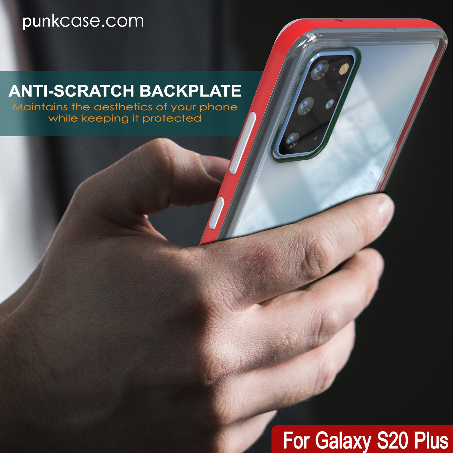 Galaxy S20+ Plus Case, PUNKcase [LUCID 3.0 Series] [Slim Fit] Armor Cover w/ Integrated Screen Protector [Red]