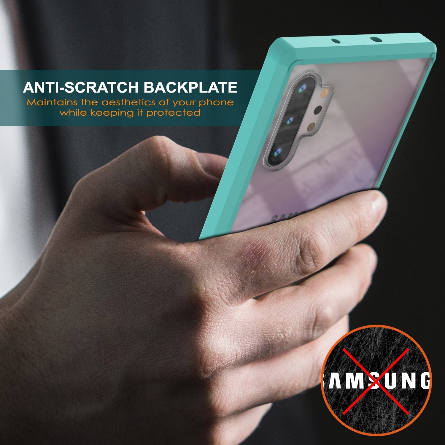 Galaxy Note 10+ Plus Punkcase Lucid-2.0 Series Slim Fit Armor Teal Case Cover (Color in image: Light Blue)