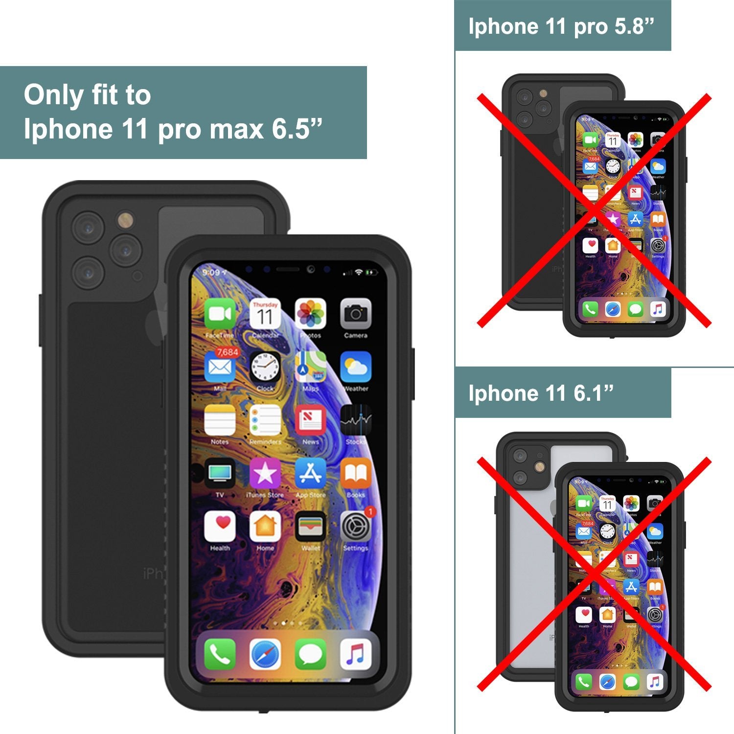 iPhone 12 Pro Max Waterproof Case, Punkcase [Extreme Series] Armor Cover W/ Built In Screen Protector [Black]
