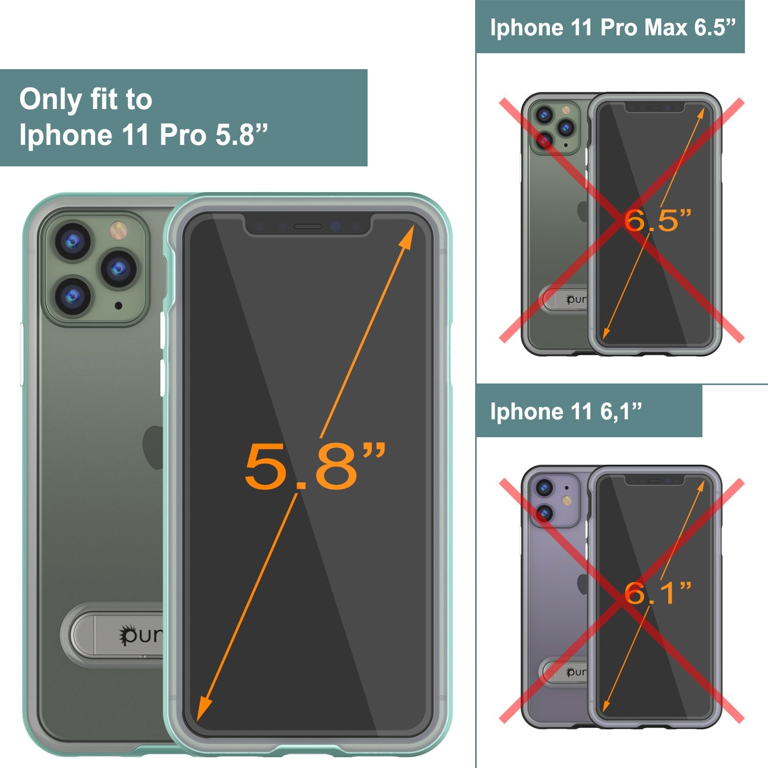 iPhone 11 Pro Case, PUNKcase [LUCID 3.0 Series] [Slim Fit] Armor Cover w/ Integrated Screen Protector [Teal] (Color in image: Silver)