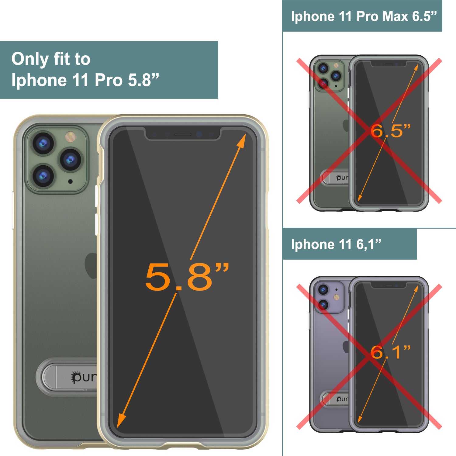 iPhone 11 Pro Case, PUNKcase [LUCID 3.0 Series] [Slim Fit] Armor Cover w/ Integrated Screen Protector [Gold] (Color in image: Teal)