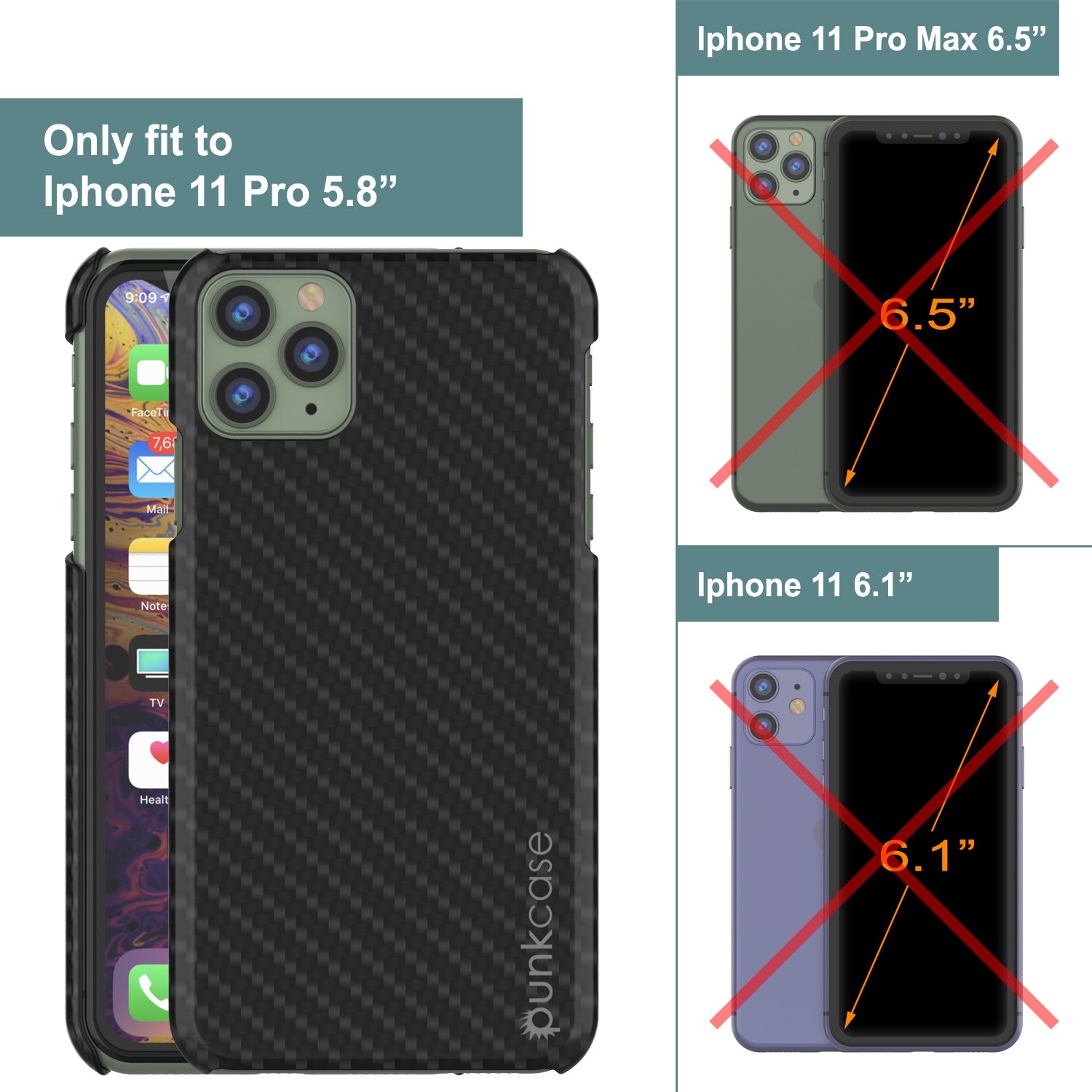 iPhone 11 Pro Case, Punkcase CarbonShield, Heavy Duty & Ultra Thin 2 Piece Dual Layer [shockproof]