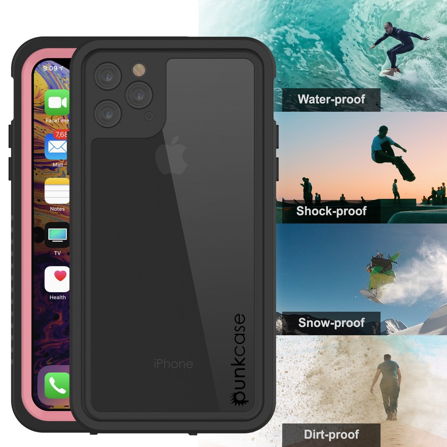 iPhone 11 Pro Max Waterproof Case, Punkcase [Extreme Series] Armor Cover W/ Built In Screen Protector [Pink]