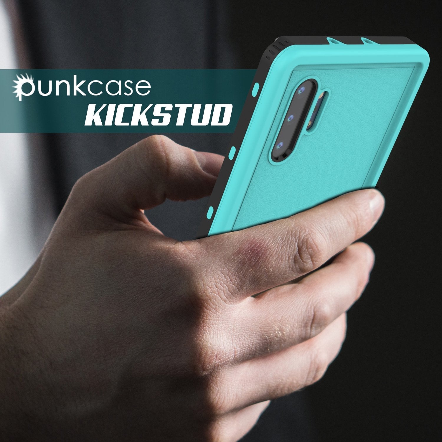 PunkCase Galaxy Note 10+ Plus Waterproof Case, [KickStud Series] Armor Cover [Teal] (Color in image: Light Green)