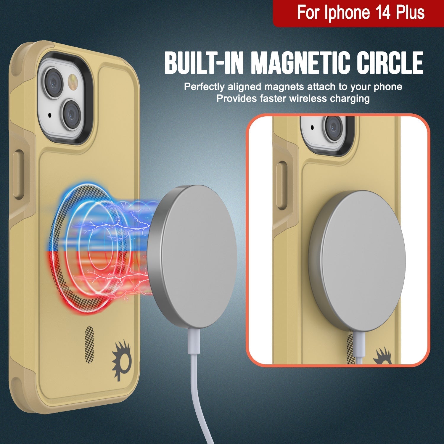 For Iphone 14 Plus Built-in MAGNETIC CIRCLE Perfectly aligned magnets attach to your phone Provides faster wireless charging (Color in image: Red)