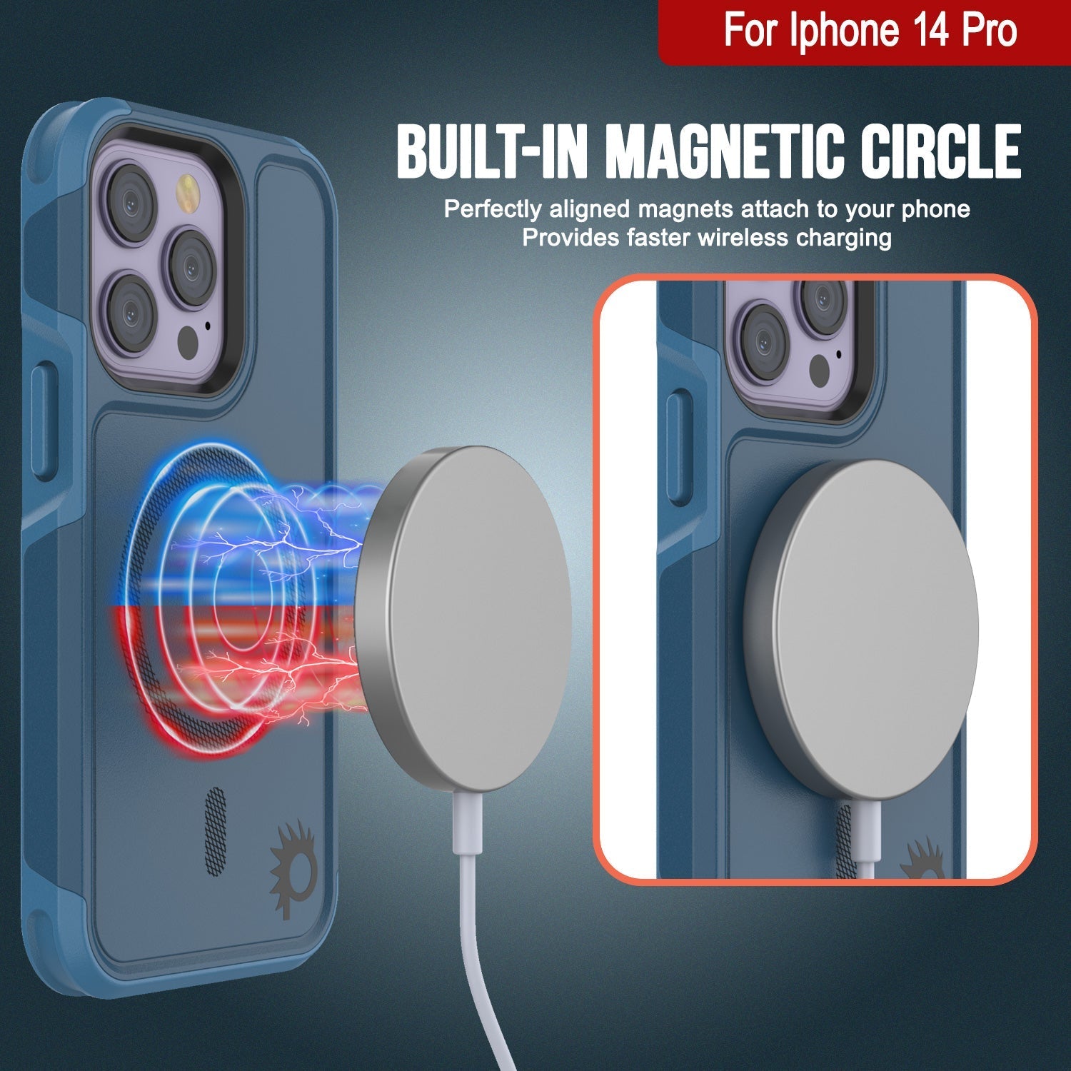 For Iphone 14 Pro Built-in MAGNETIC CIRCLE Perfectly aligned magnets attach to your phone Provides faster wireless charging (Color in image: Yellow)