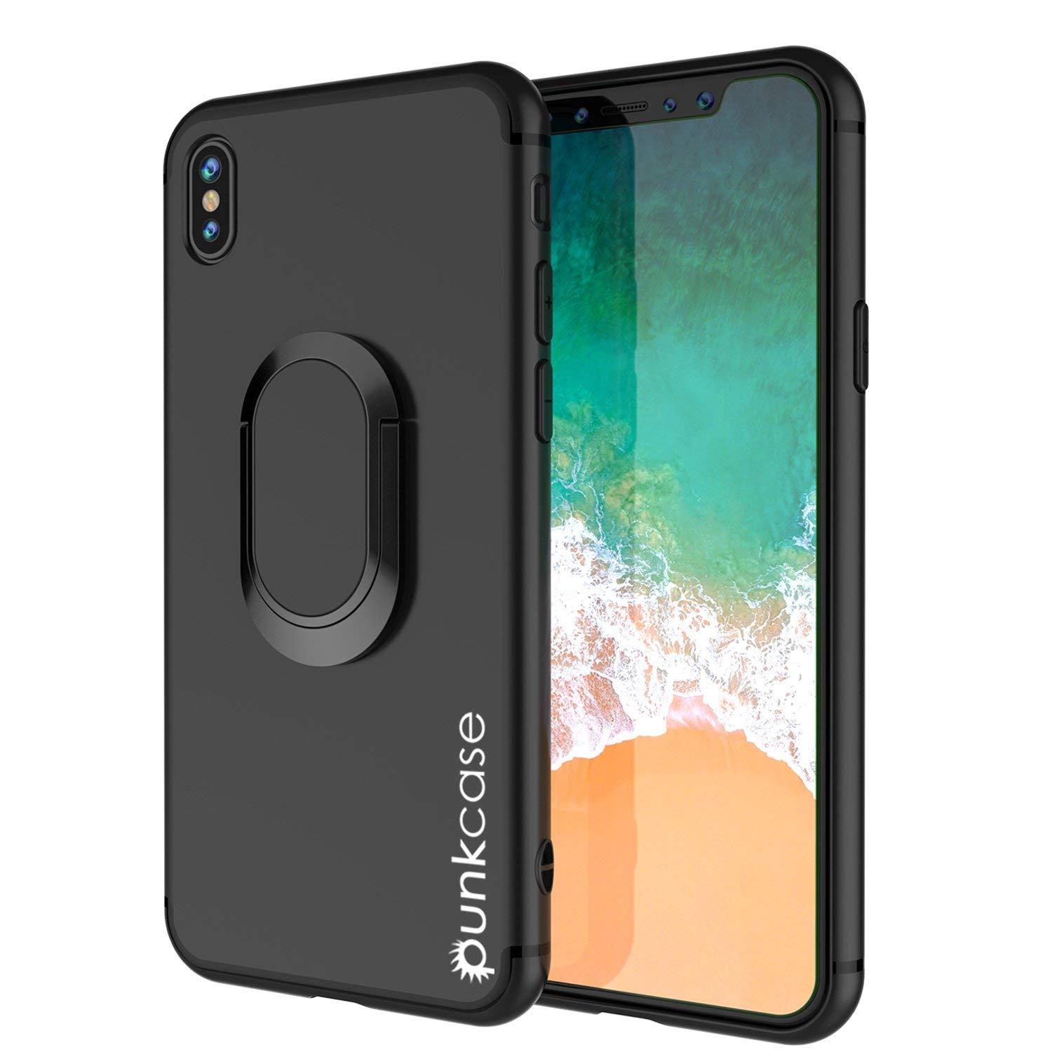 iPhone XR Case, Punkcase Magnetix Protective TPU Cover W/ Kickstand, Tempered Glass Screen Protector [Black] (Color in image: black)
