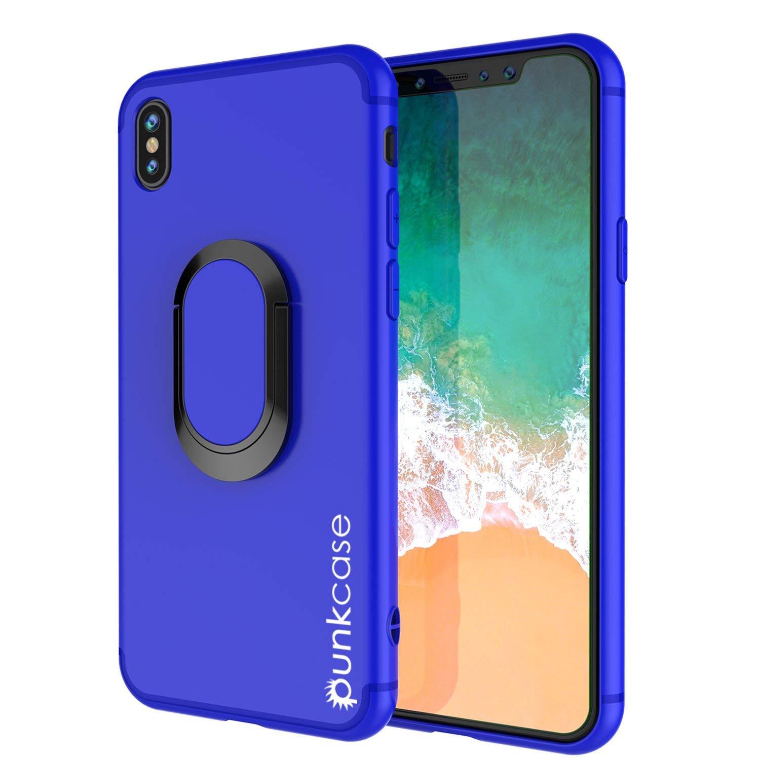 iPhone XR Case, Punkcase Magnetix Protective TPU Cover W/ Kickstand, Tempered Glass Screen Protector [Blue] (Color in image: blue)
