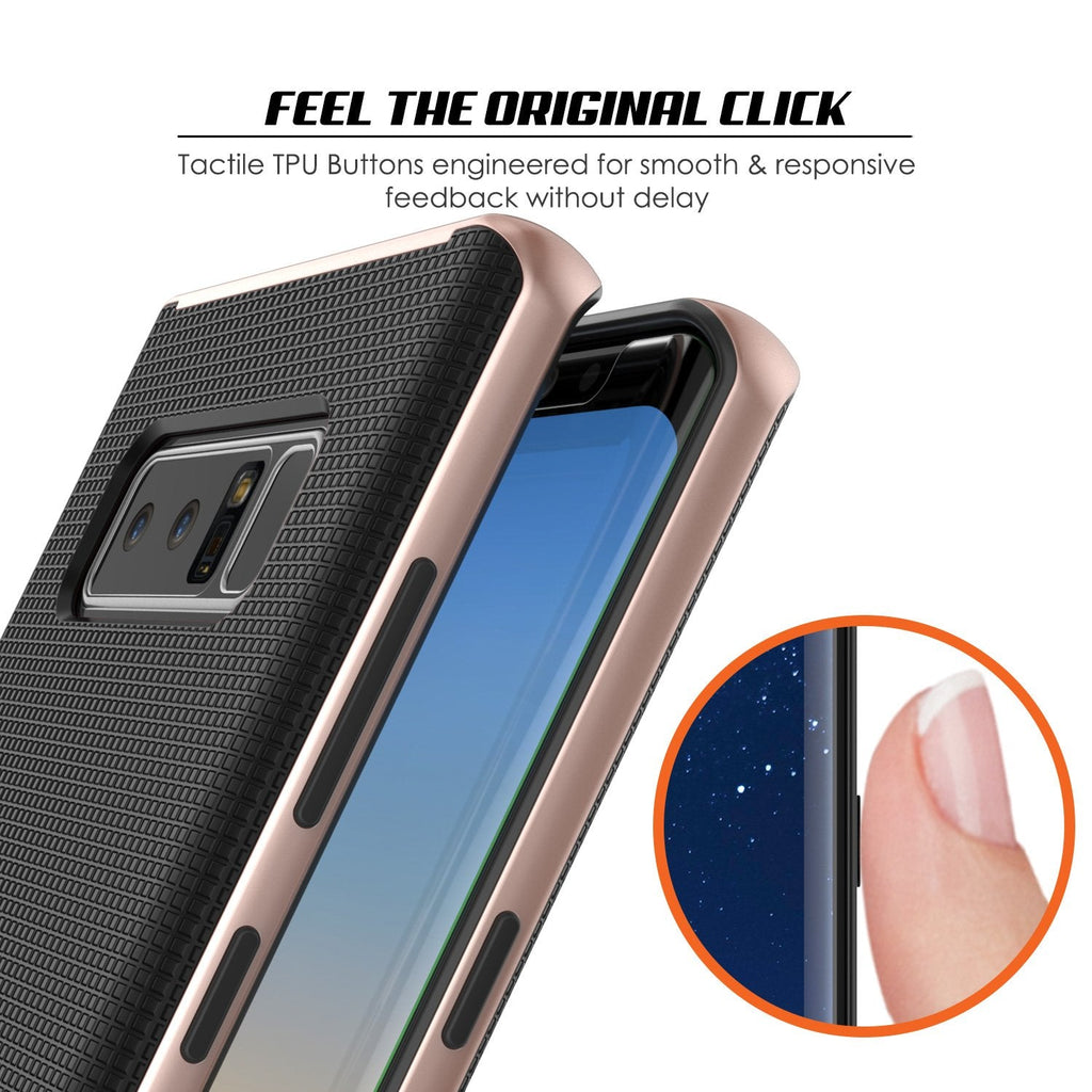 Galaxy Note 8 Case, PunkCase [Stealth Series] Hybrid 3-Piece Shockproof Dual Layer Cover [Non-Slip] [Soft TPU + PC Bumper] with PUNKSHIELD Screen Protector for Samsung Note 8 [Rose Gold] (Color in image: Silver)