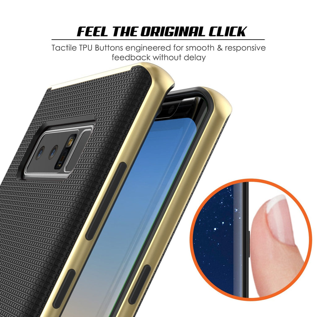 Galaxy Note 8 Case, PunkCase [Stealth Series] Hybrid 3-Piece Shockproof Dual Layer Cover [Non-Slip] [Soft TPU + PC Bumper] with PUNKSHIELD Screen Protector for Samsung Note 8 [Gold] (Color in image: Teal)