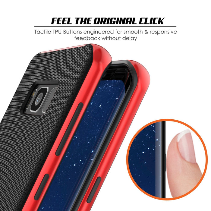 Galaxy S8 PLUS Case, PunkCase [Stealth Series] Hybrid 3-Piece Shockproof Dual Layer Cover [Non-Slip] [Soft TPU + PC Bumper] with PUNKSHIELD Screen Protector for Samsung S8+ [Red] (Color in image: Grey)