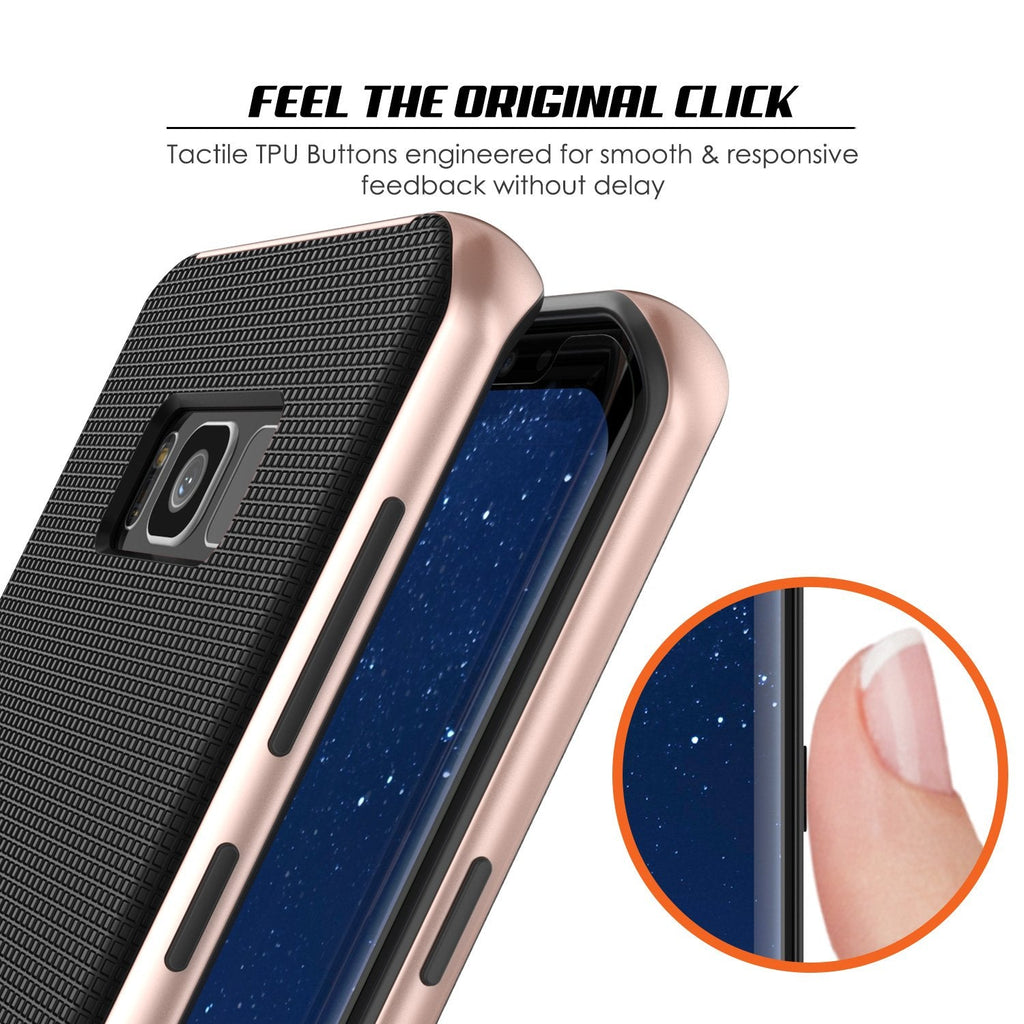 Galaxy S8 PLUS Case, PunkCase [Stealth Series] Hybrid 3-Piece Shockproof Dual Layer Cover [Non-Slip] [Soft TPU + PC Bumper] with PUNKSHIELD Screen Protector for Samsung S8+ [Rose Gold] (Color in image: Silver)