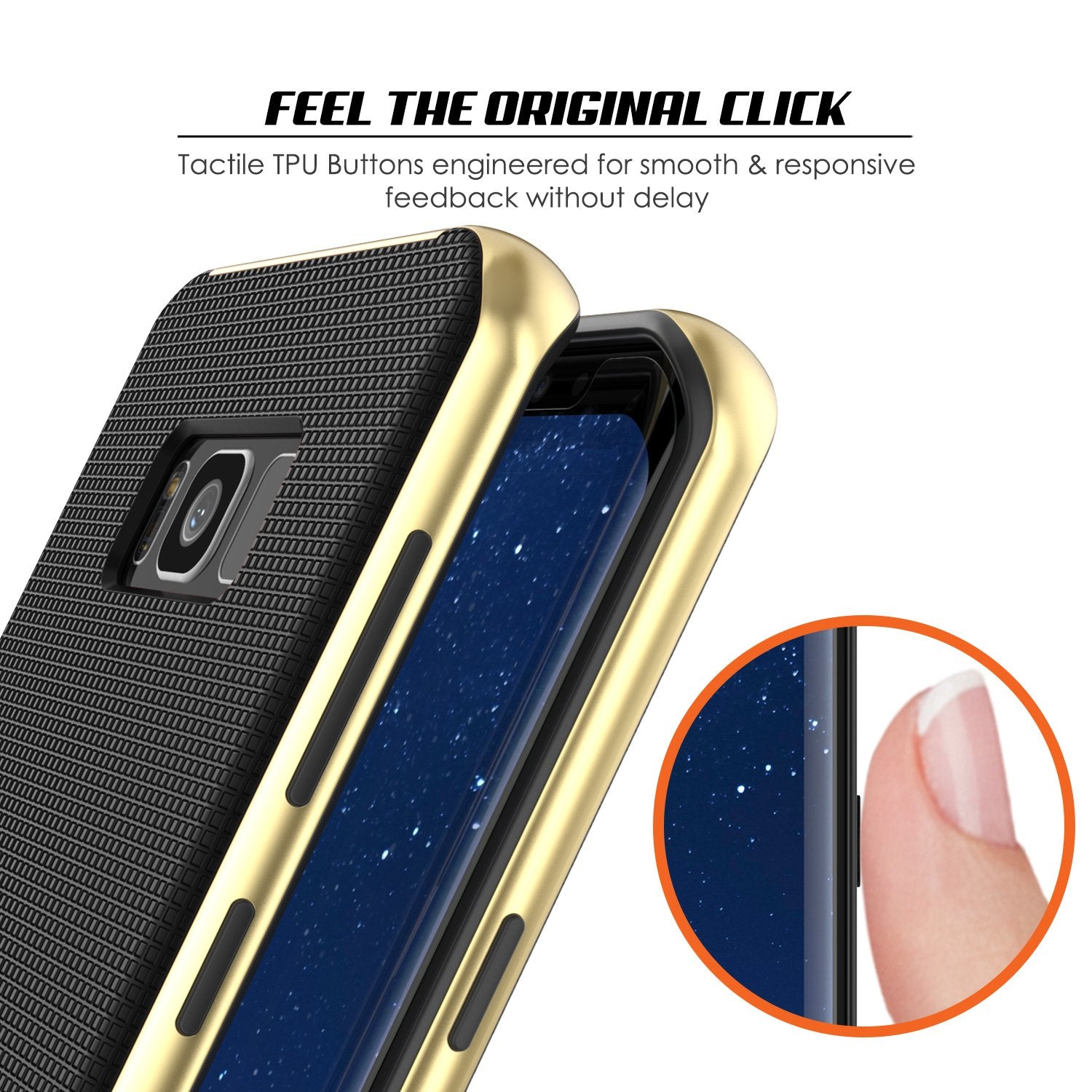 Galaxy S8 Case, PunkCase [Stealth Series] Hybrid 3-Piece Shockproof Dual Layer Cover [Non-Slip] [Soft TPU + PC Bumper] with PUNKSHIELD Screen Protector for Samsung S8 Edge [Gold] (Color in image: Grey)