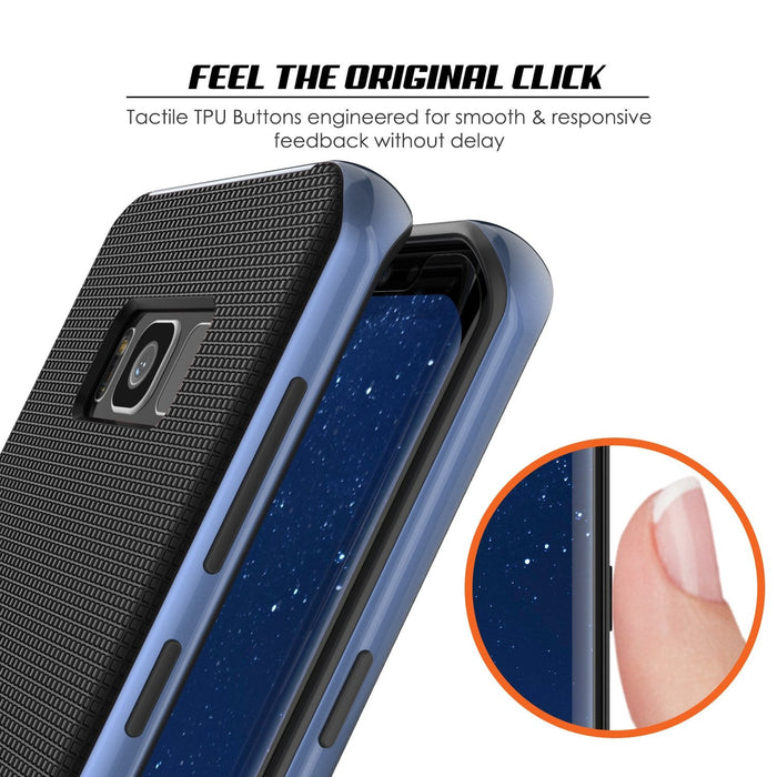 Galaxy S8 PLUS Case, PunkCase [Stealth Series] Hybrid 3-Piece Shockproof Dual Layer Cover [Non-Slip] [Soft TPU + PC Bumper] with PUNKSHIELD Screen Protector for Samsung S8+ [Navy Blue] (Color in image: Silver)