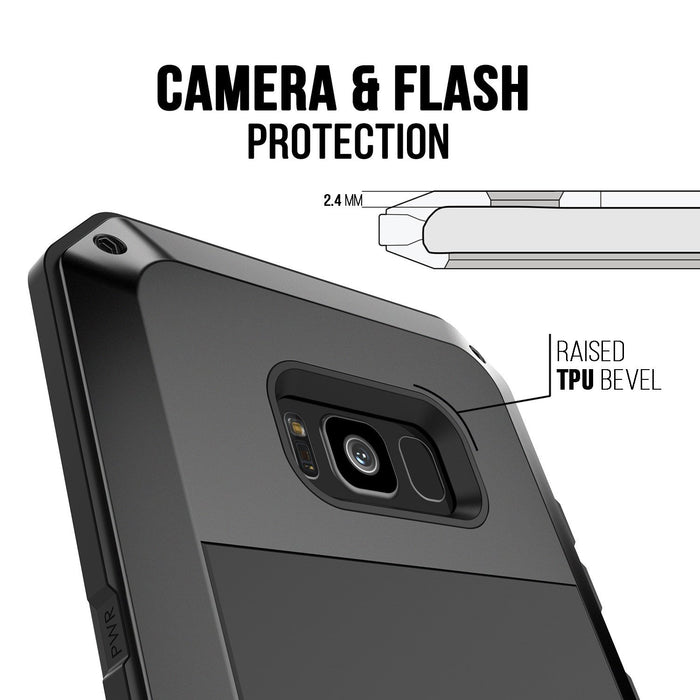 Galaxy S8+ Plus Case, PUNKcase Metallic Black Shockproof  Slim Metal Armor Case [Black]
