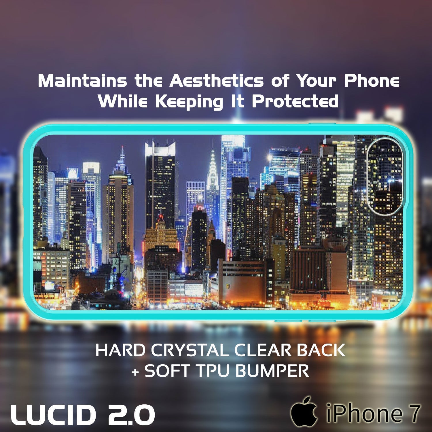 iPhone 7+ Plus Case Punkcase® LUCID 2.0 Teal Series w/ PUNK SHIELD Screen Protector | Ultra Fit (Color in image: pink)
