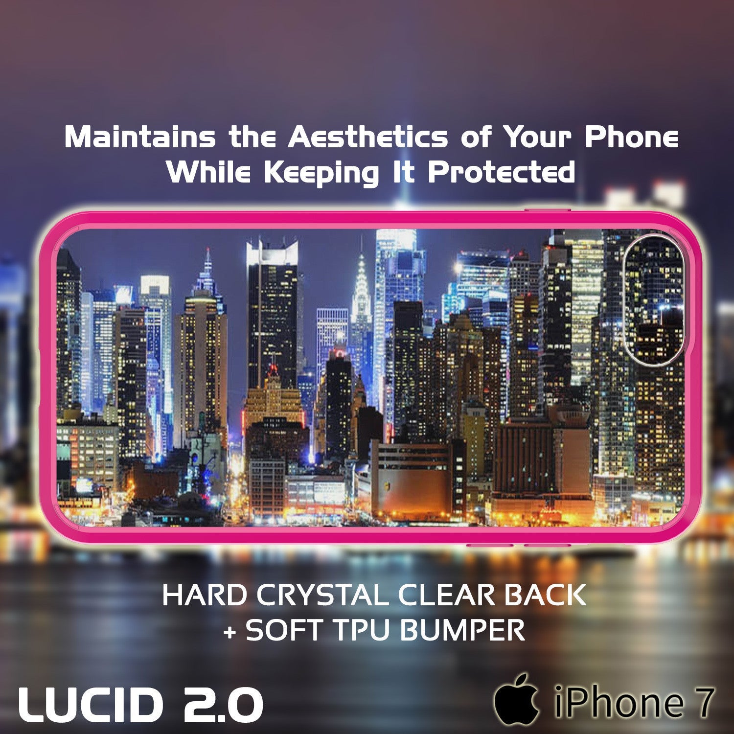 iPhone 7+ Plus Case Punkcase® LUCID 2.0 Pink Series w/ PUNK SHIELD Screen Protector | Ultra Fit (Color in image: light blue)