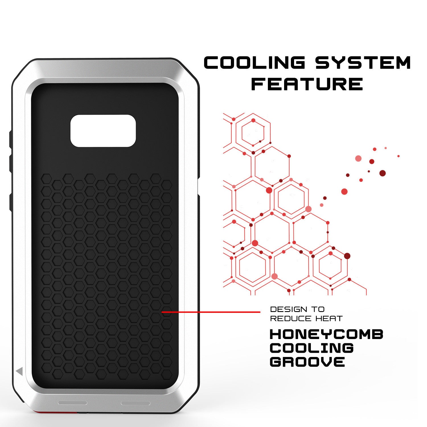 COOLING SYSTEM FEATURE DESIGN TO REDUCE HEAT HONEYCOMB COOLING GROOVE (Color in image: neon)