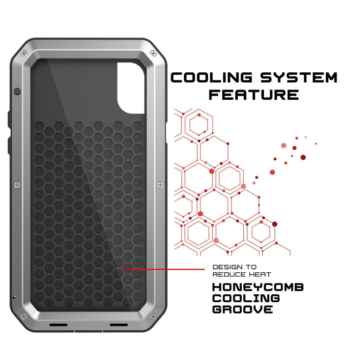 iPhone XS Max Metal Case, Heavy Duty Military Grade Armor Cover [shock proof] Full Body Hard [Silver]