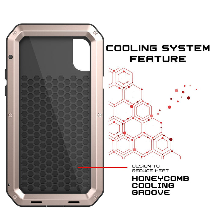 iPhone XR Metal Case, Heavy Duty Military Grade Armor Cover [shock proof] Full Body Hard [Gold]