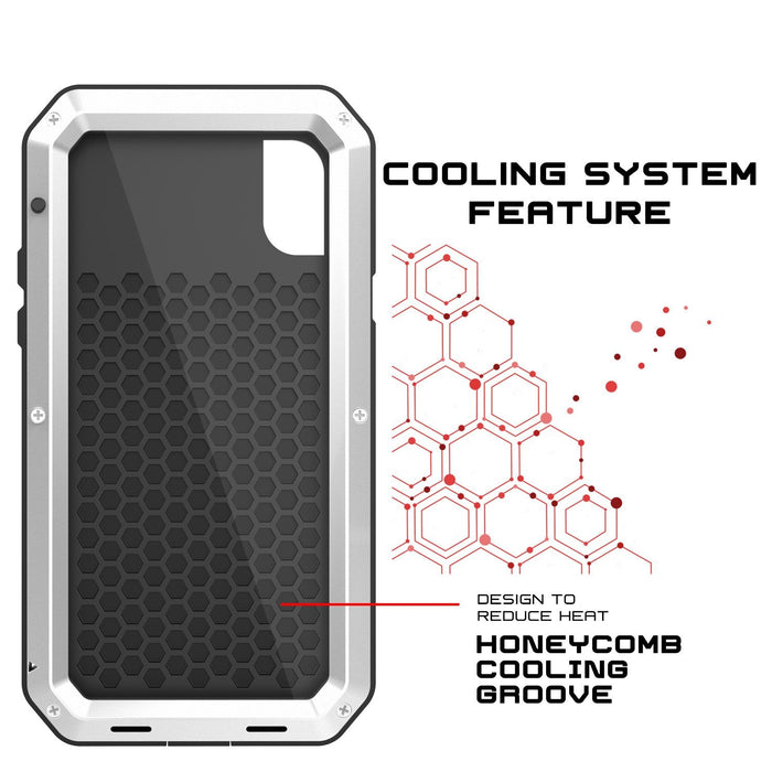 iPhone XS Max Metal Case, Heavy Duty Military Grade Armor Cover [shock proof] Full Body Hard [White]