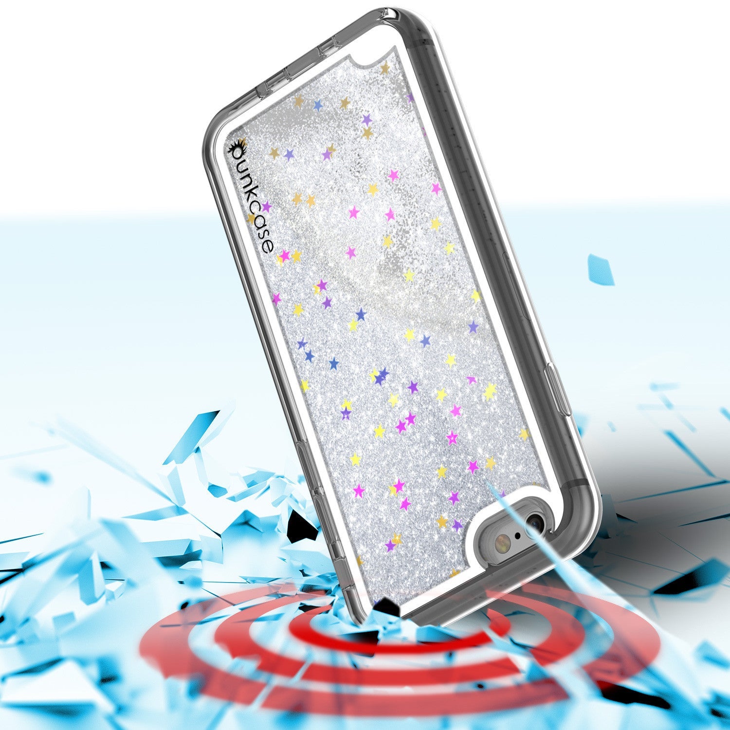 iPhone 7 Case, PunkCase LIQUID Silver Series, Protective Dual Layer Floating Glitter Cover (Color in image: teal)