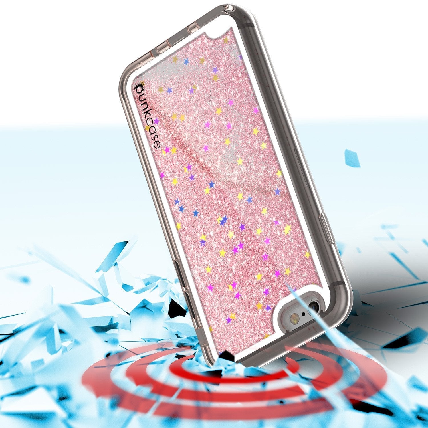 iPhone 8 Case, PunkCase LIQUID Rose Series, Protective Dual Layer Floating Glitter Cover (Color in image: gold)