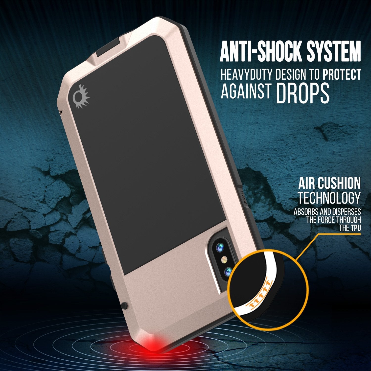 iPhone X Metal Case, Heavy Duty Military Grade Rugged Black Armor Cover [shock proof] Hybrid Full Body Hard Aluminum & TPU Design (Color in image: Red)