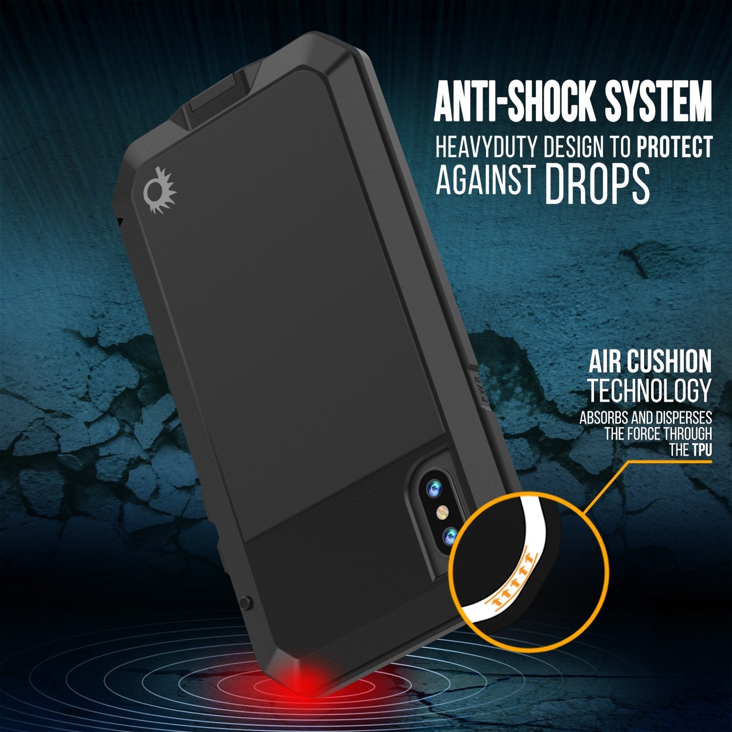 iPhone X Metal Case, Heavy Duty Military Grade Rugged Black Armor Cover [shock proof] Hybrid Full Body Hard Aluminum & TPU Design (Color in image: Red)
