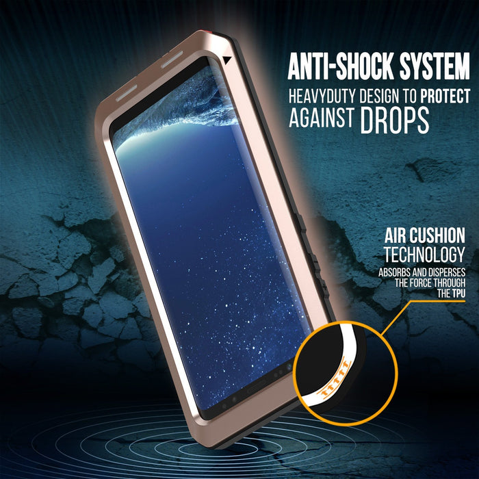 Galaxy Note 8  Case, PUNKcase Metallic Gold Shockproof  Slim Metal Armor Case [Gold]