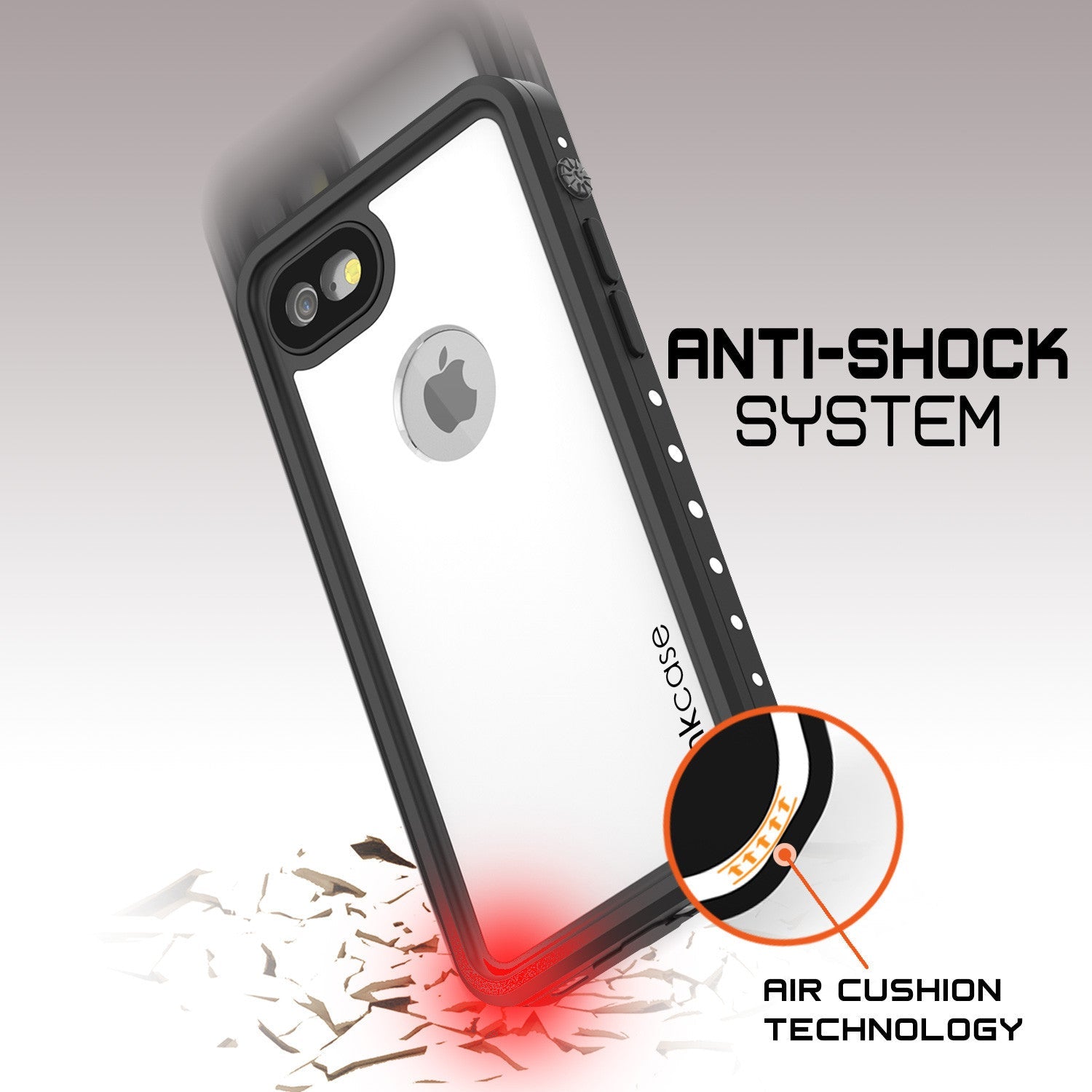 iPhone 7 Waterproof IP68 Case, Punkcase [White] [StudStar Series] [Slim Fit] [Dirtproof] [Snowproof] (Color in image: pink)