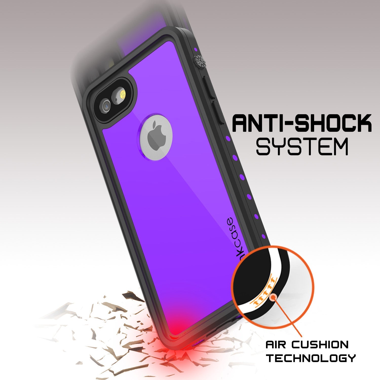 iPhone 7 Waterproof IP68 Case, Punkcase [Puple] [StudStar Series] [Slim Fit] [Dirtproof] [Snowproof] (Color in image: white)