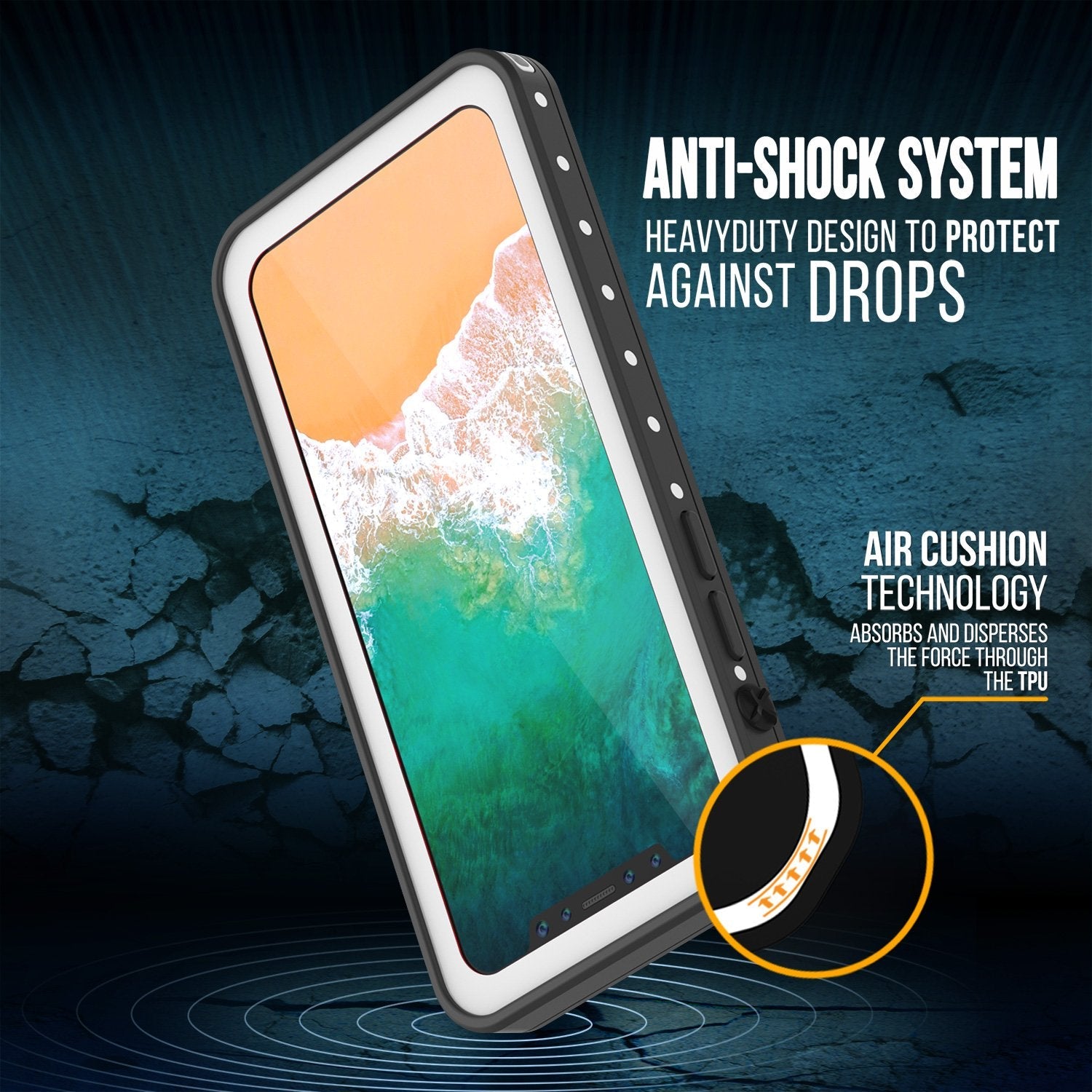 iPhone X Waterproof IP68 Case, Punkcase [White] [StudStar Series] [Slim Fit] [Dirtproof] (Color in image: light green)