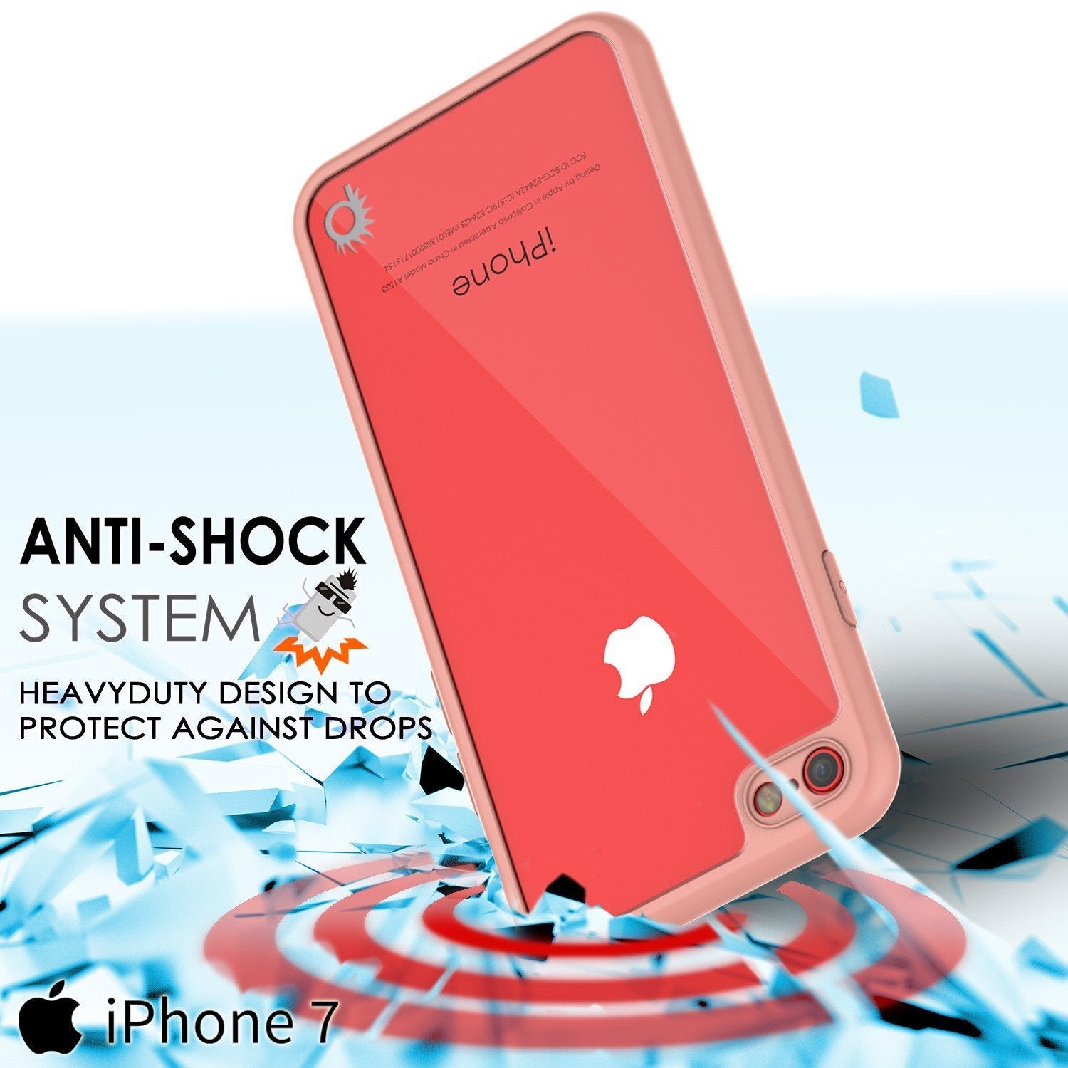iPhone 8 Case [MASK Series] [PINK] Full Body Hybrid Dual Layer TPU Cover W/ protective Tempered Glass Screen Protector 