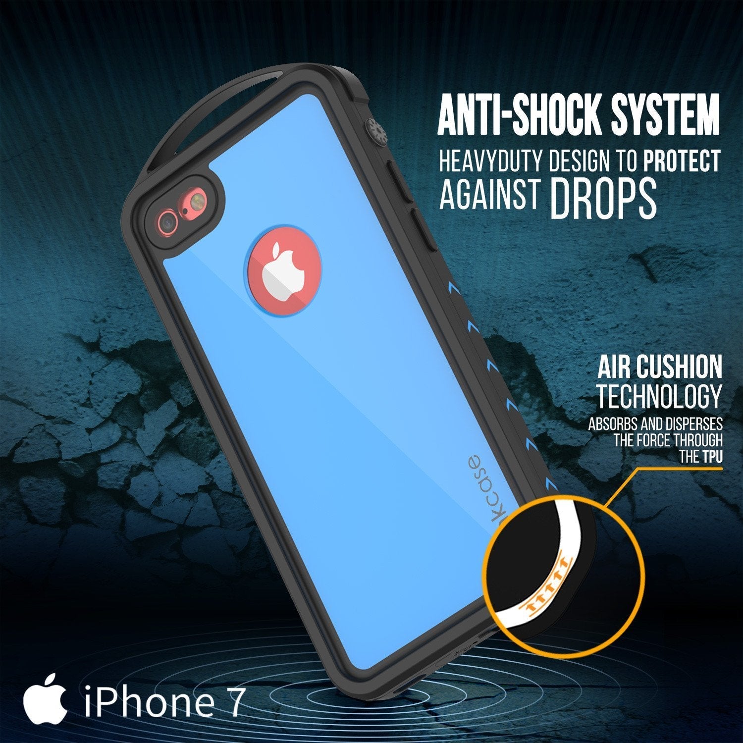 iPhone 8 Waterproof Case, Punkcase ALPINE Series, Light Blue | Heavy Duty Armor Cover (Color in image: white)
