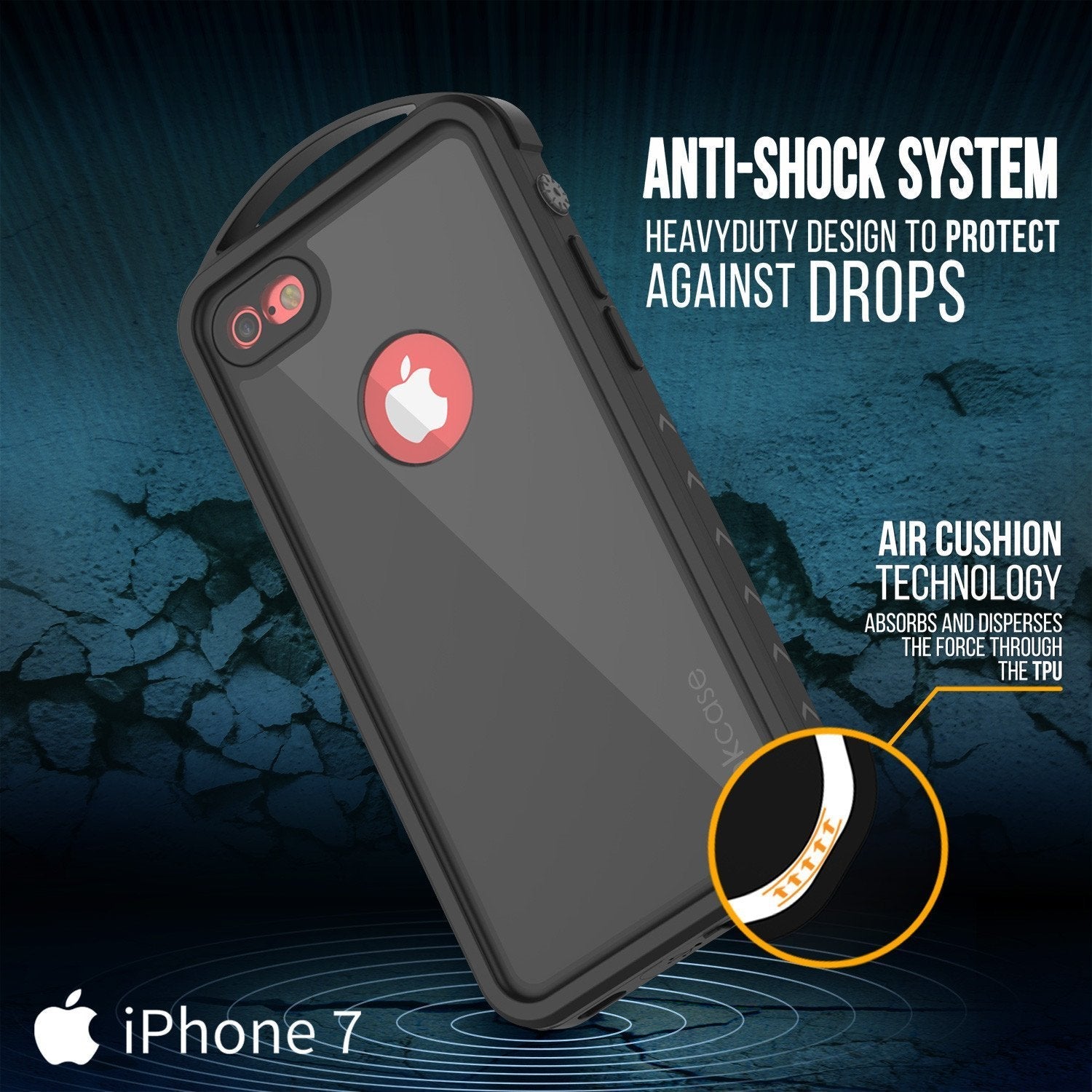 iPhone 8 Waterproof Case, Punkcase ALPINE Series, Black | Heavy Duty Armor Cover (Color in image: light blue)