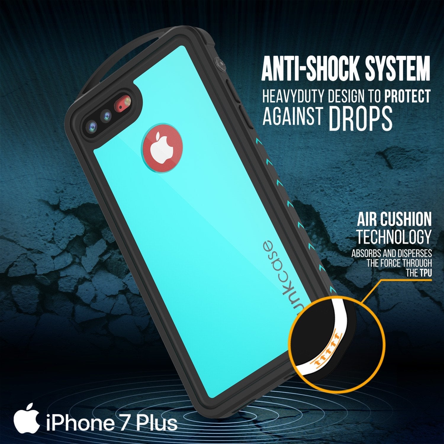 iPhone 7+ Plus Waterproof Case, Punkcase ALPINE Series, Teal | Heavy Duty Armor Cover (Color in image: light green)