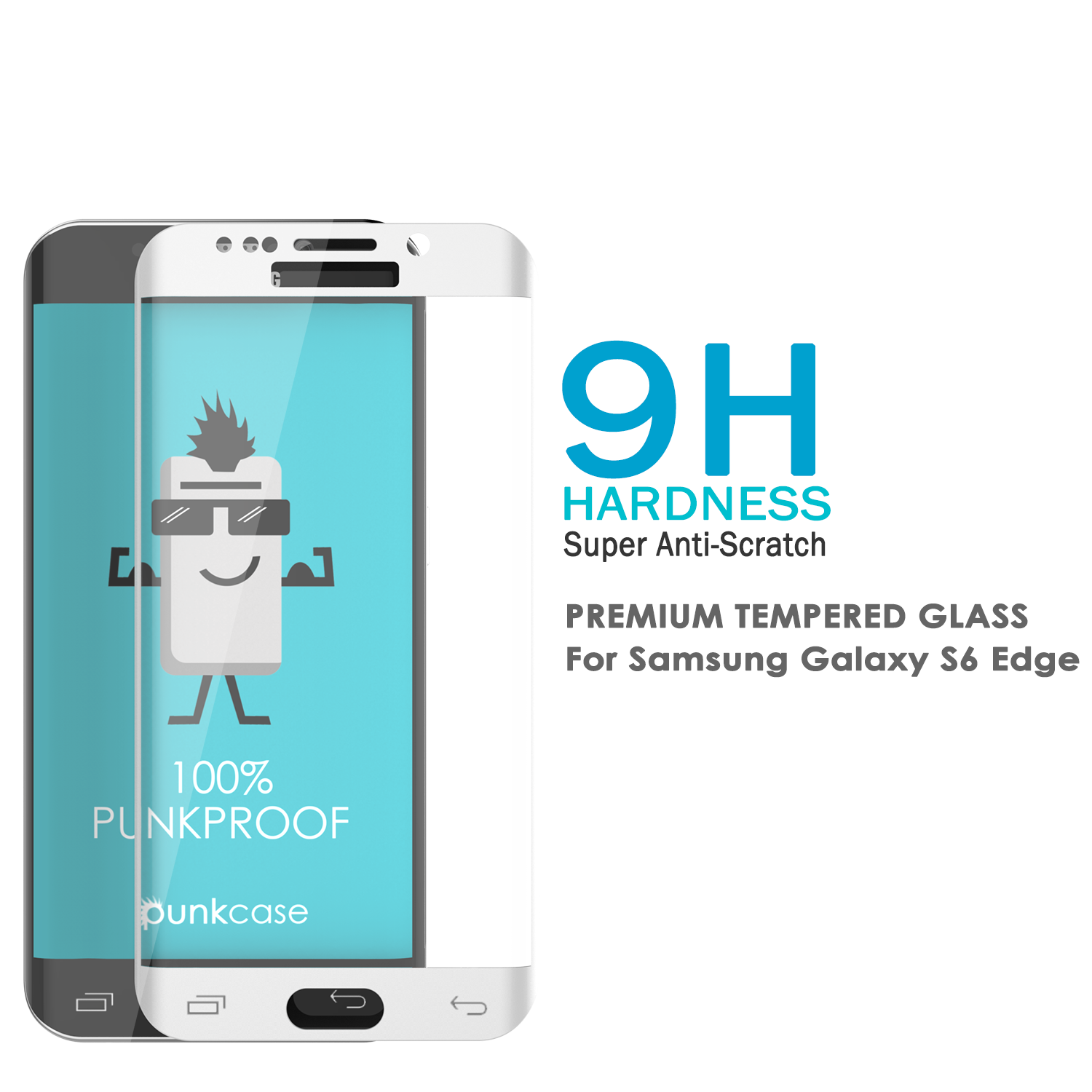 Galaxy S7 Edge White Punkcase Glass SHIELD Tempered Glass Screen Protector 0.33mm Thick 9H Glass (Color in image: Gold)